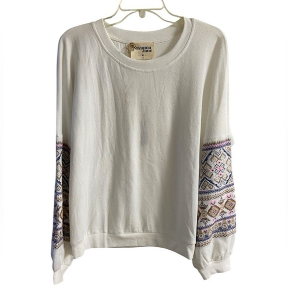 Savanna Jane Tops - Savanna Jane White Embroidered Women's Top Medium NWT
